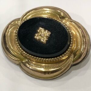 Antique 9ct Gold Onyx Mourning Brooch Pin c1880 375 Purity Victorian Rare Marked